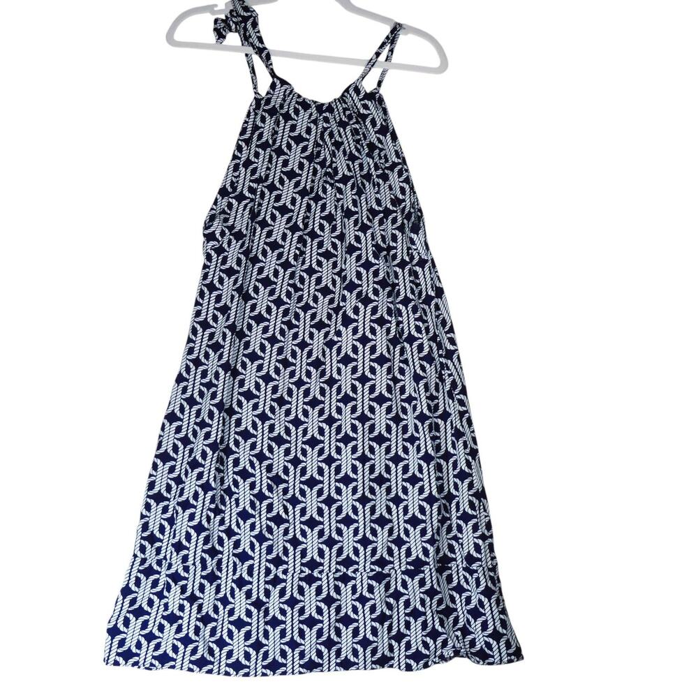 Escapada Dress Womens L Blue Geometric Rope Print Sleeveless Sundress Nautical - Picture 6 of 11